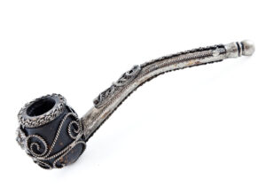 Silverplated Pipe with wood and engraved details